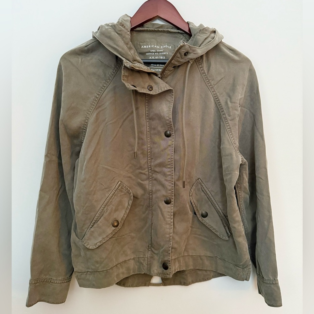 American Eagle Women's XS Army Green Full Zip Lightweight Bomber Jacket